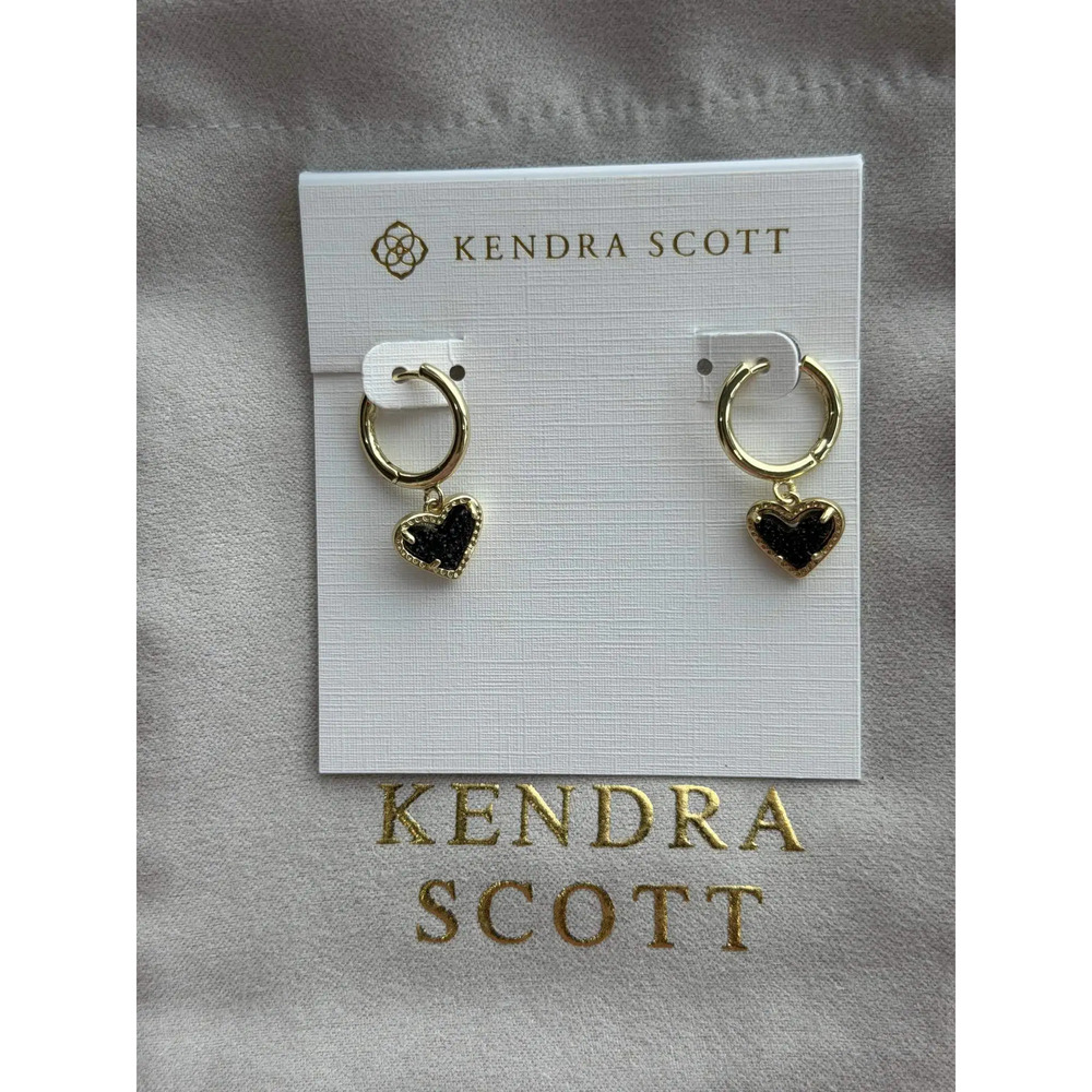 Kendra Scott Black Crystal Cluster Heart Earrings